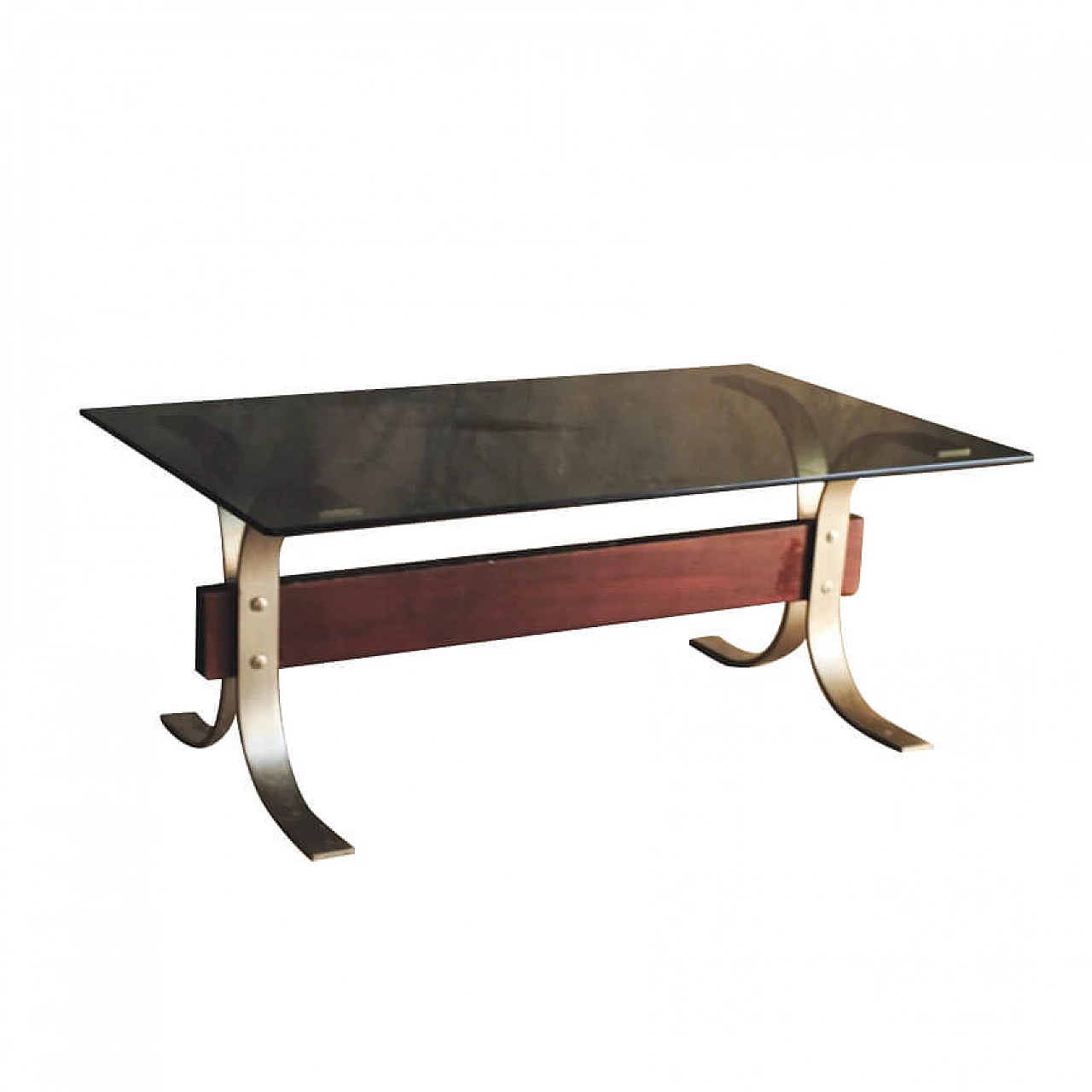 Coffee table in glass, steel and wood by Formanova, 60s 1229665