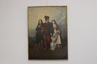 Amos Cassioli, painting on canvas La Rivale, Romanticism movement, 19th
