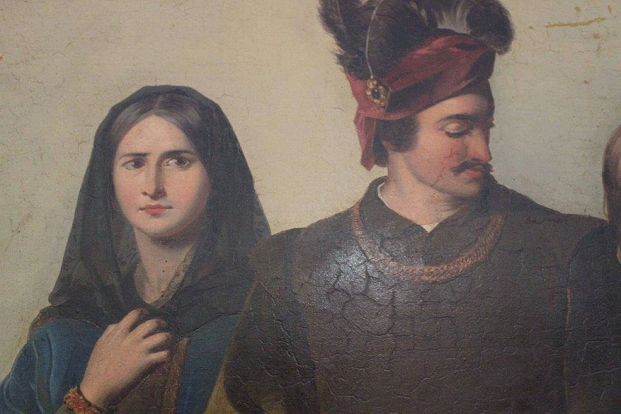 Cassioli Amos, dipinto in stile romantico ad olio su tela, La Rivale, '800 1229675