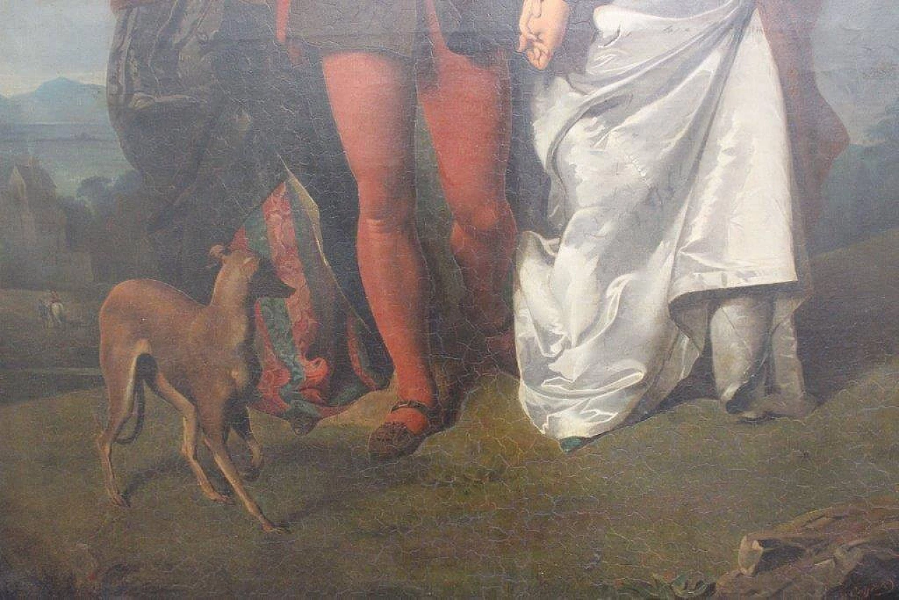 Cassioli Amos, dipinto in stile romantico ad olio su tela, La Rivale, '800 1229678