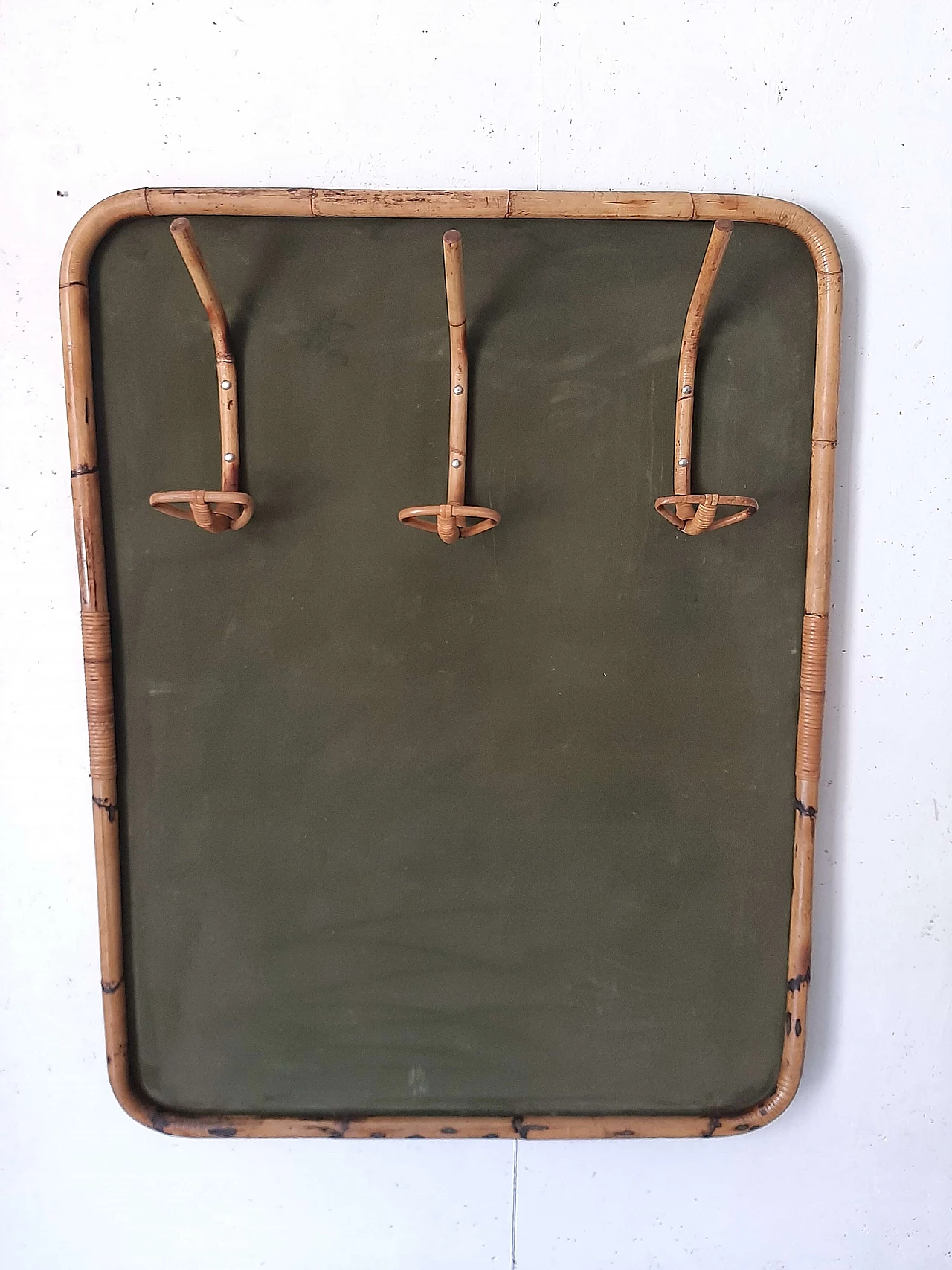 Wall-mounted bamboo coat rack, 70s 1229723
