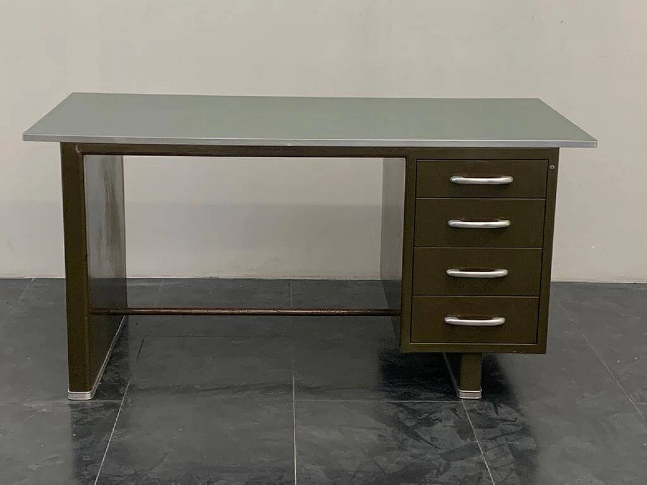 Desk in painted aluminium with laminate top from Carlotti, 50s 1229783
