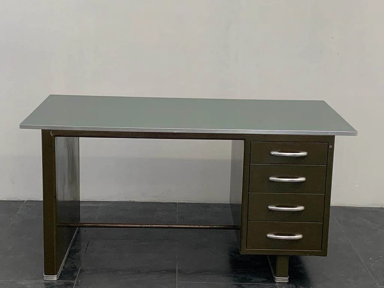 Desk in painted aluminium with laminate top from Carlotti, 50s 1229784