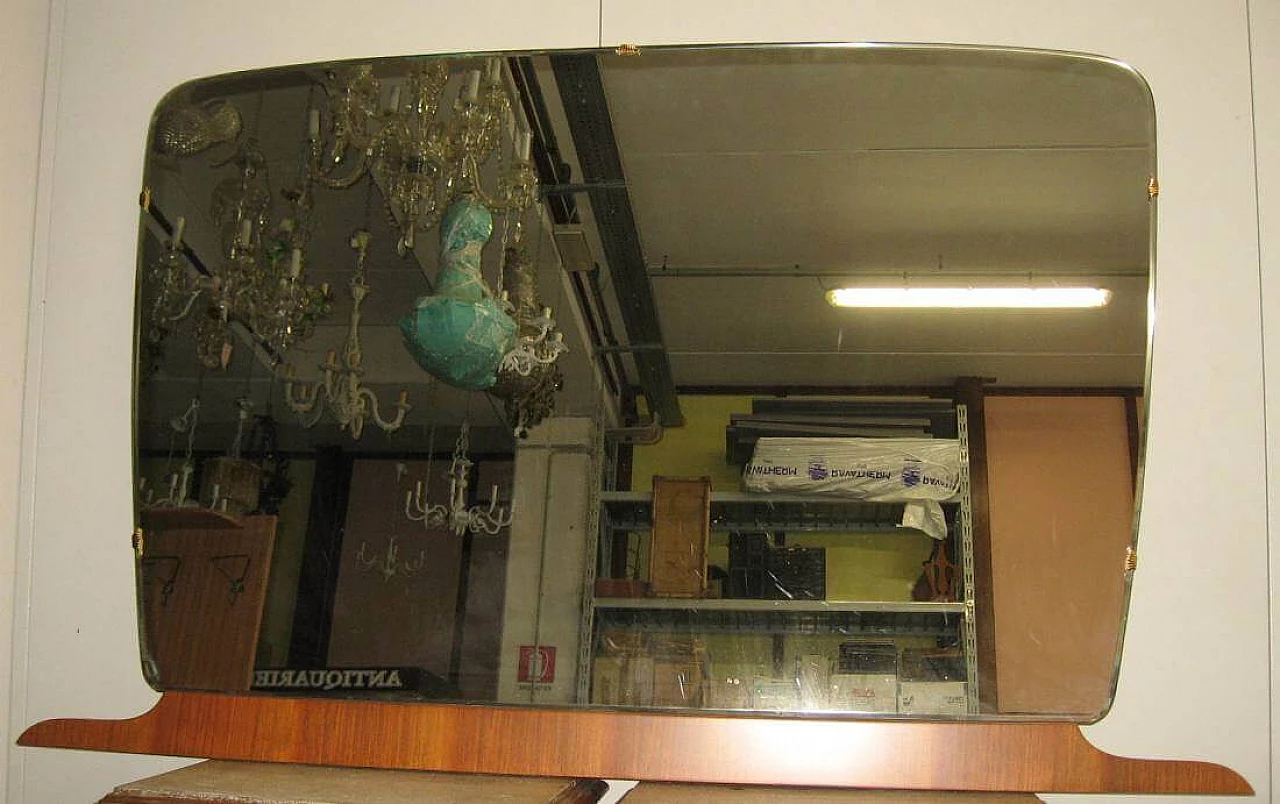 Specchiera sagomata con base in legno, anni '60 1229805