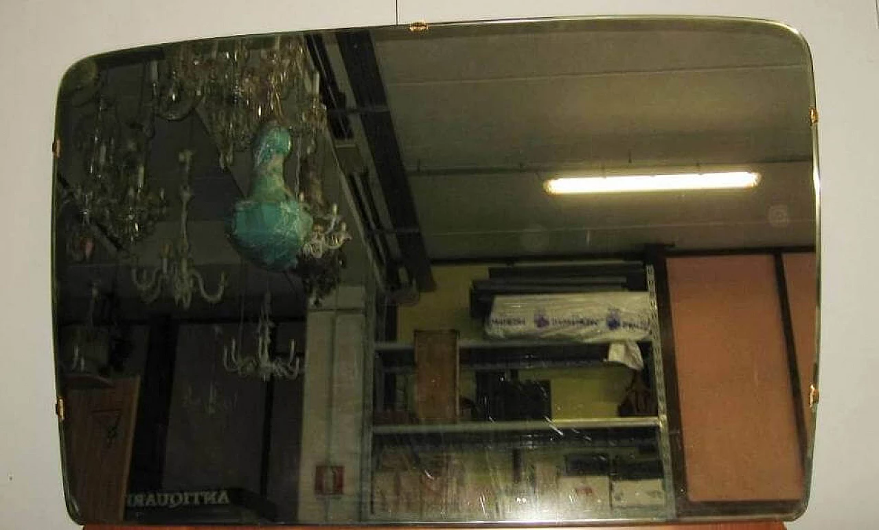 Specchiera sagomata con base in legno, anni '60 1229806