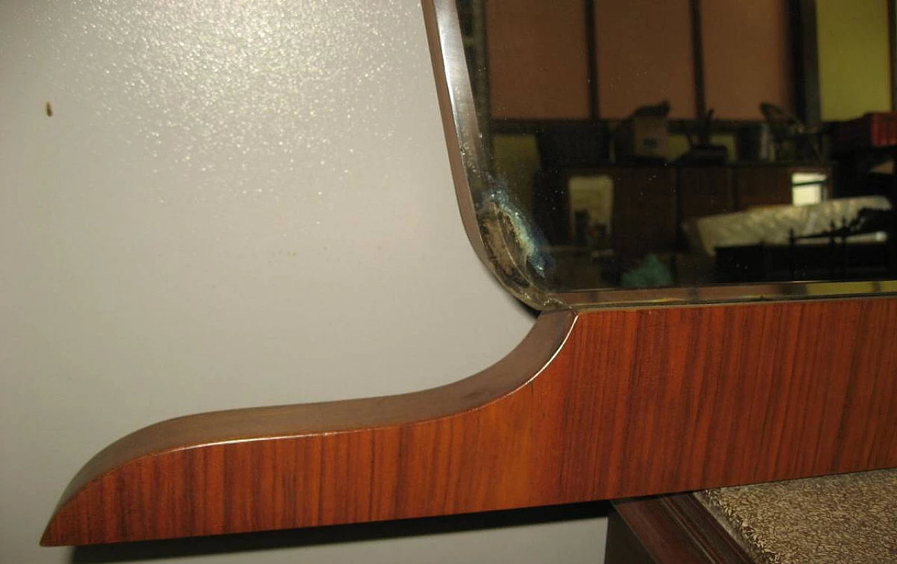 Shaped mirror with wooden base, 60s 1229808