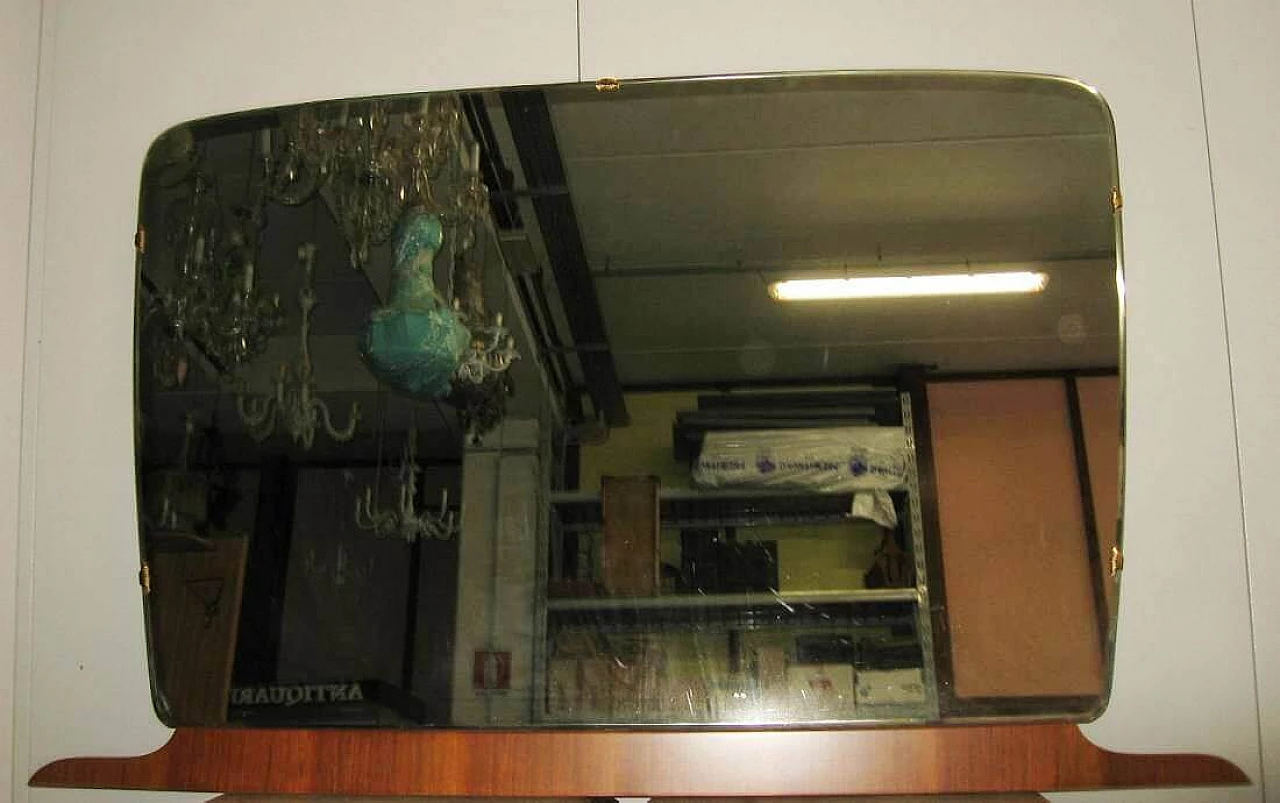 Specchiera sagomata con base in legno, anni '60 1229813