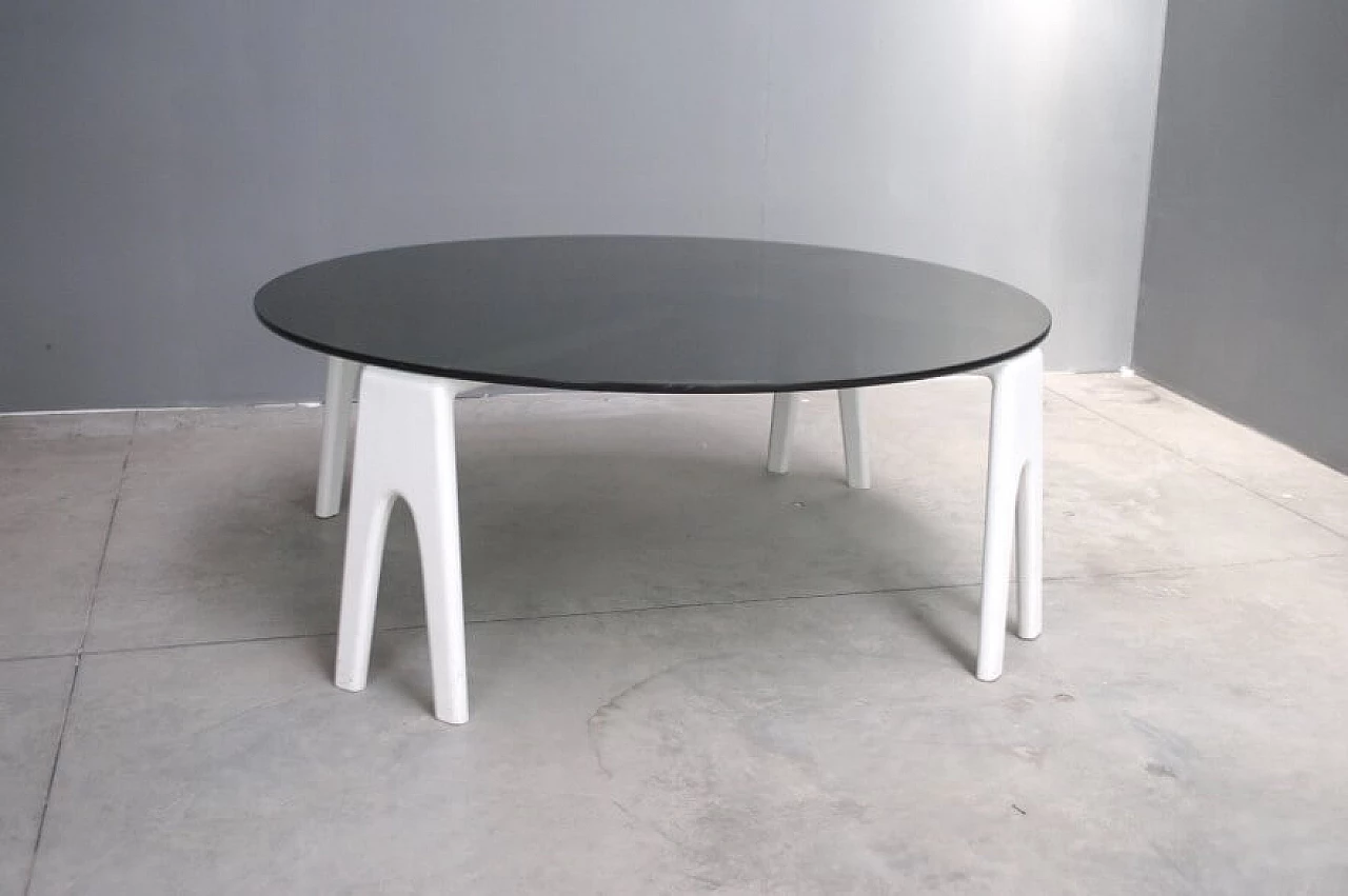 Tavolino in legno con piano in vetro di Ico Parisi, anni '60 1230015