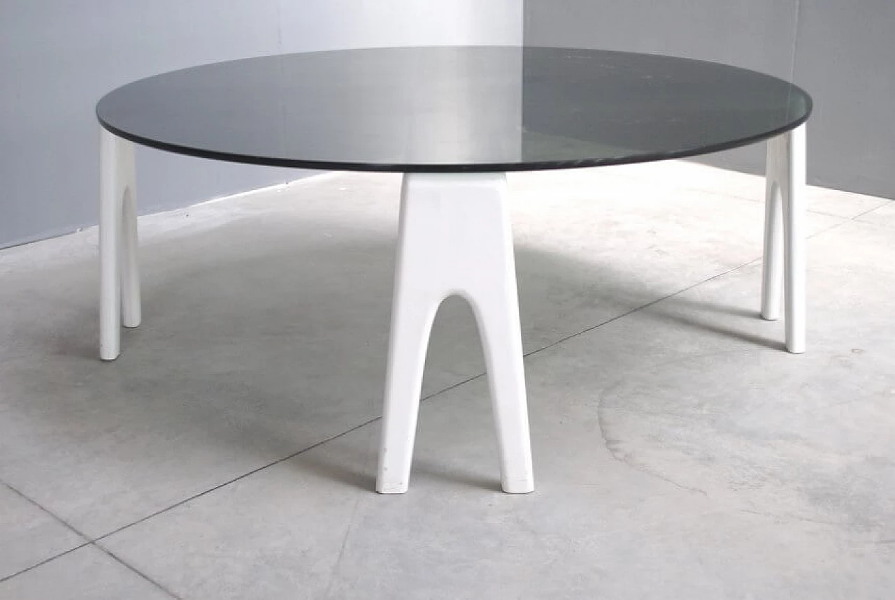 Tavolino in legno con piano in vetro di Ico Parisi, anni '60 1230016