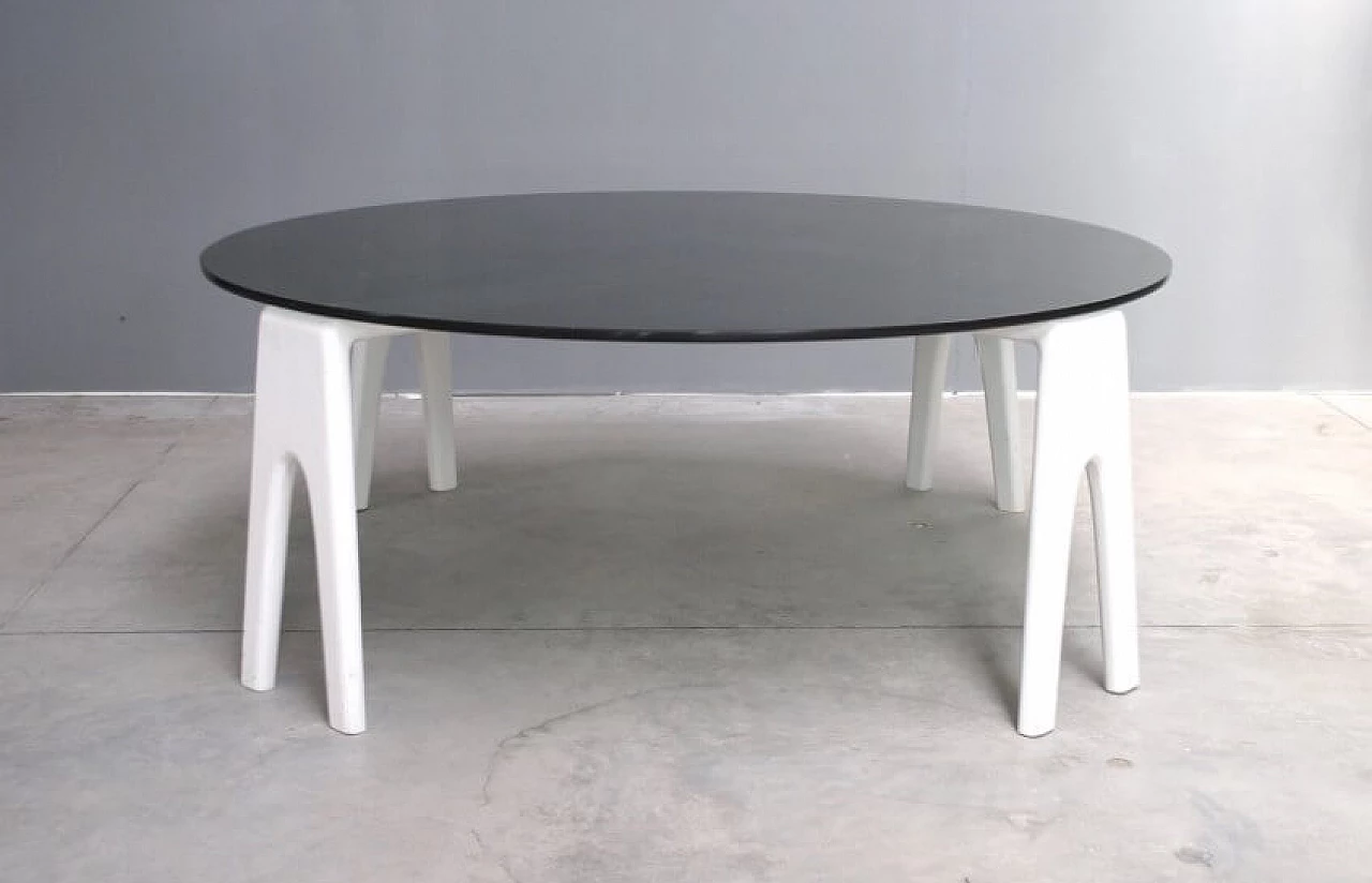 Tavolino in legno con piano in vetro di Ico Parisi, anni '60 1230017