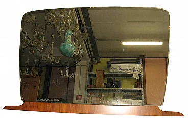 Shaped mirror with wooden base, 60s