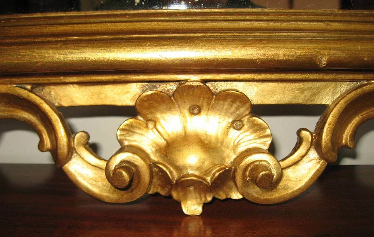 Mirror in Barocchetto style in gilded wood, 40s 1230061