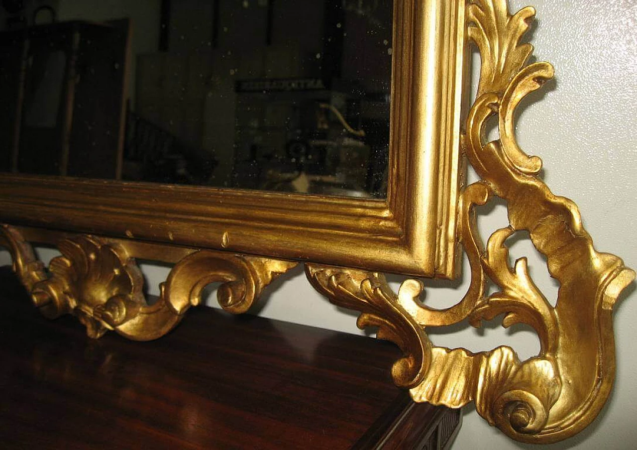 Mirror in Barocchetto style in gilded wood, 40s 1230062