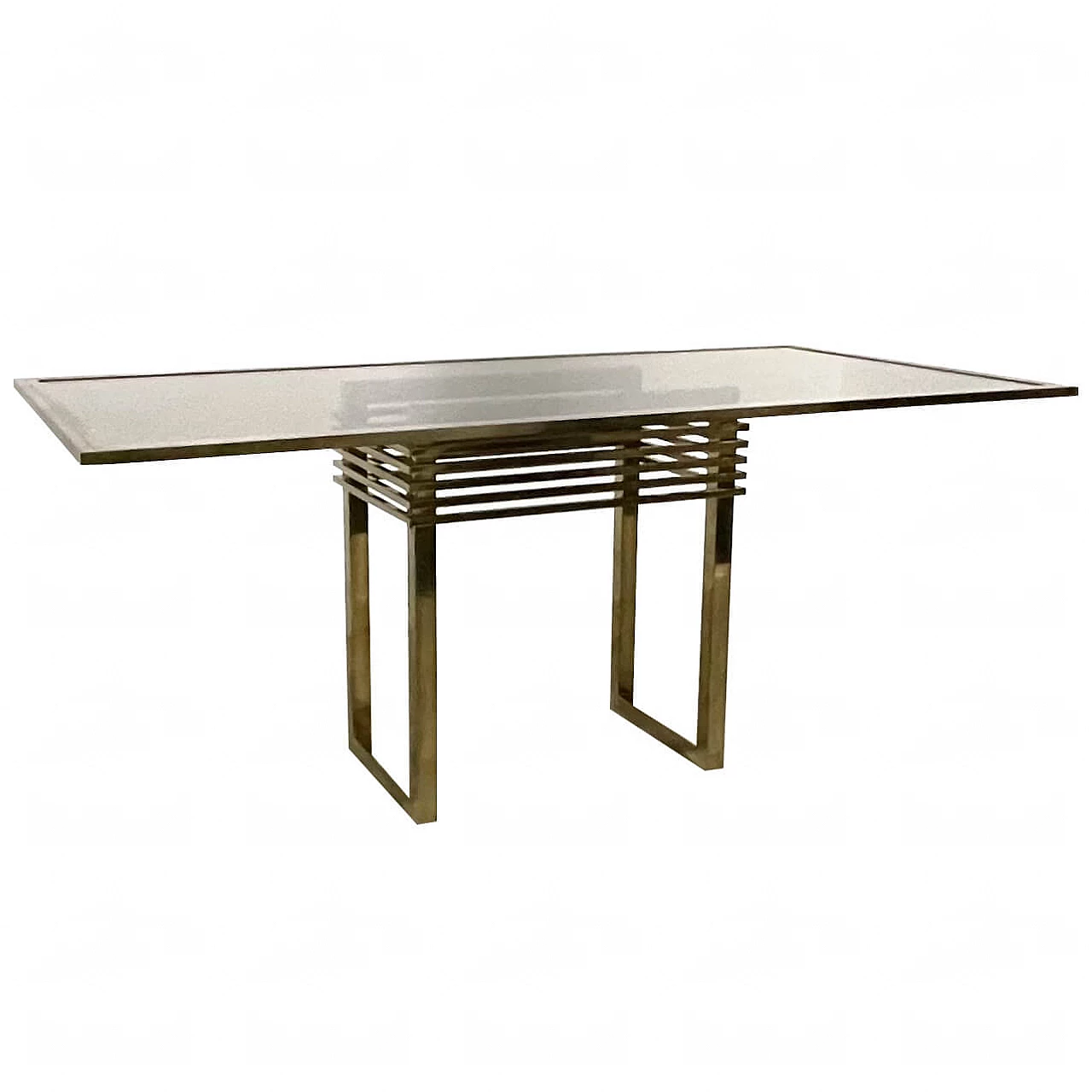 Table in brass and smoked glass by Romeo Rega, 70s 1230108