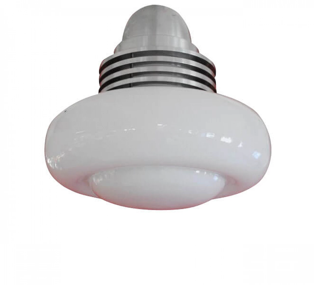 Ceiling lamp in steel and opaline glass, 60s 1230114