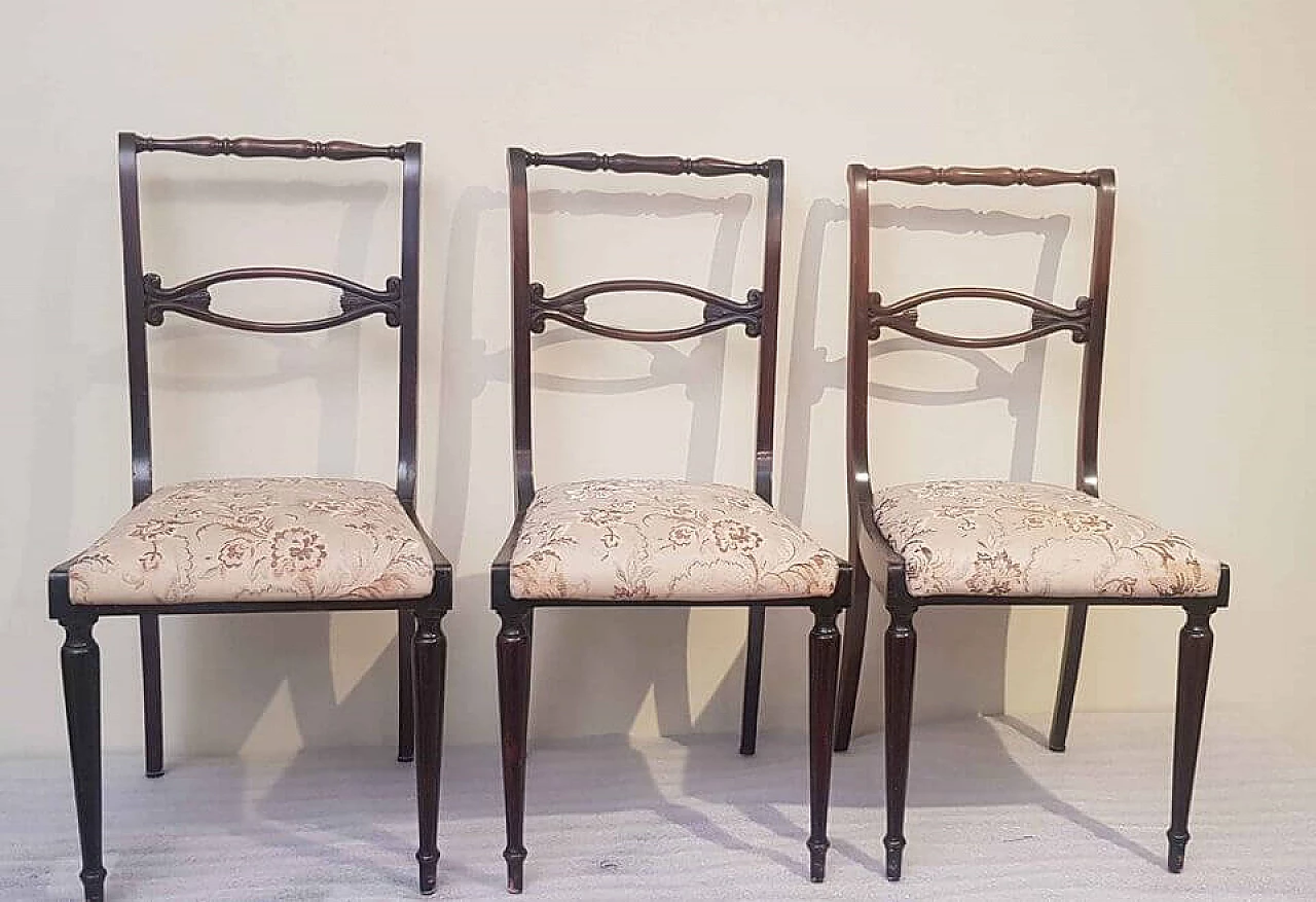 6 Chairs in wood and fabric, 40s 1230118