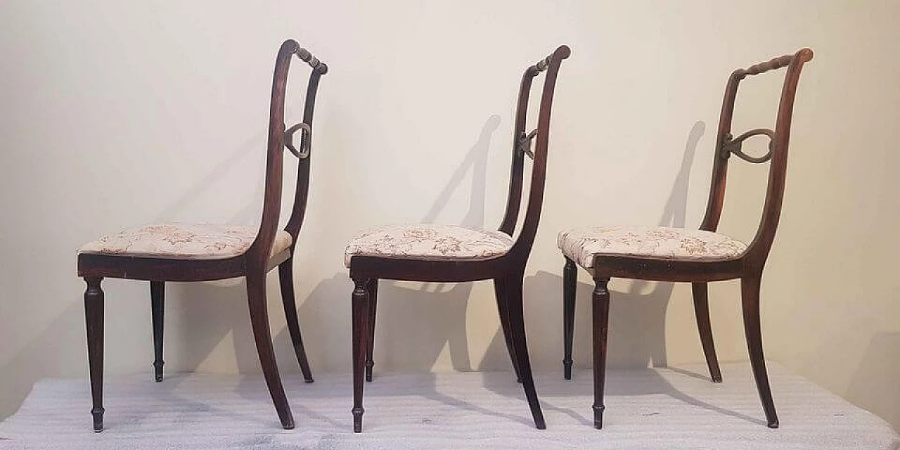 6 Chairs in wood and fabric, 40s 1230119
