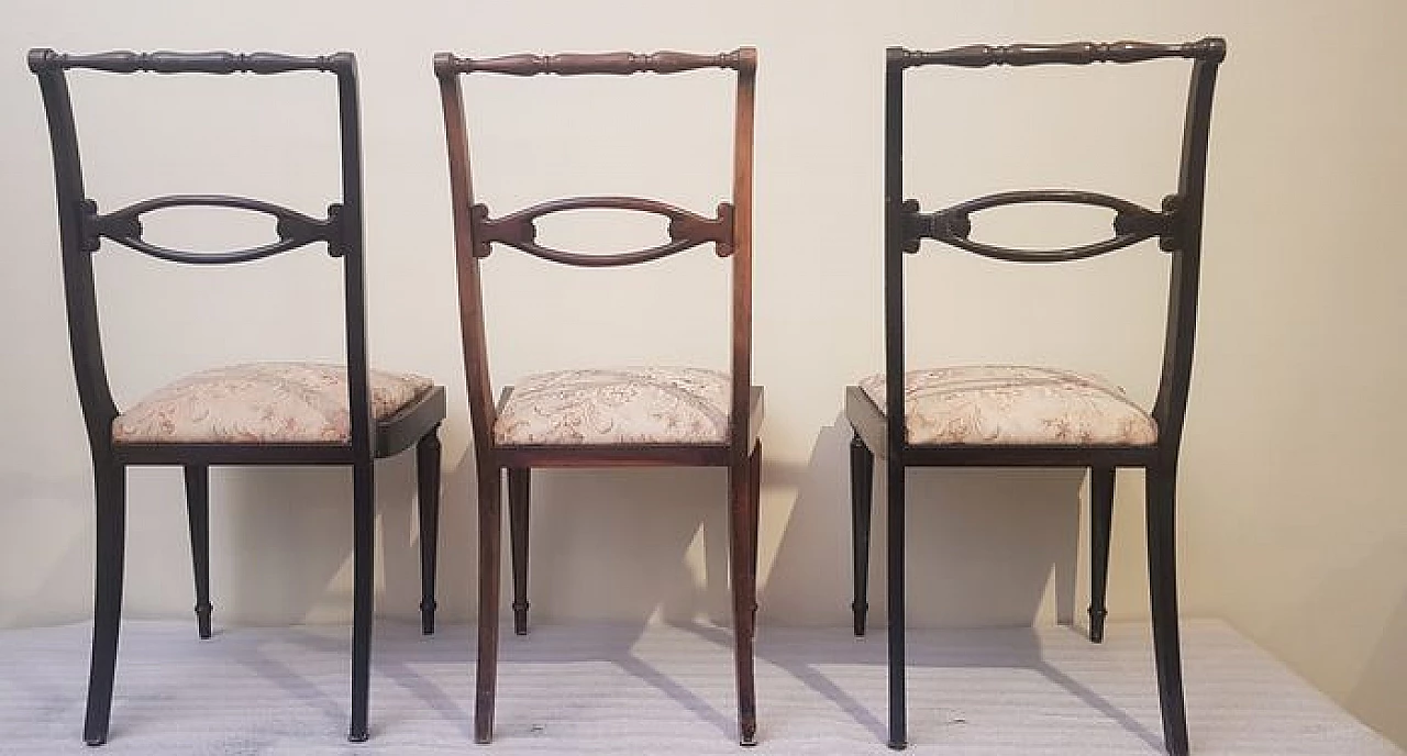 6 Chairs in wood and fabric, 40s 1230128