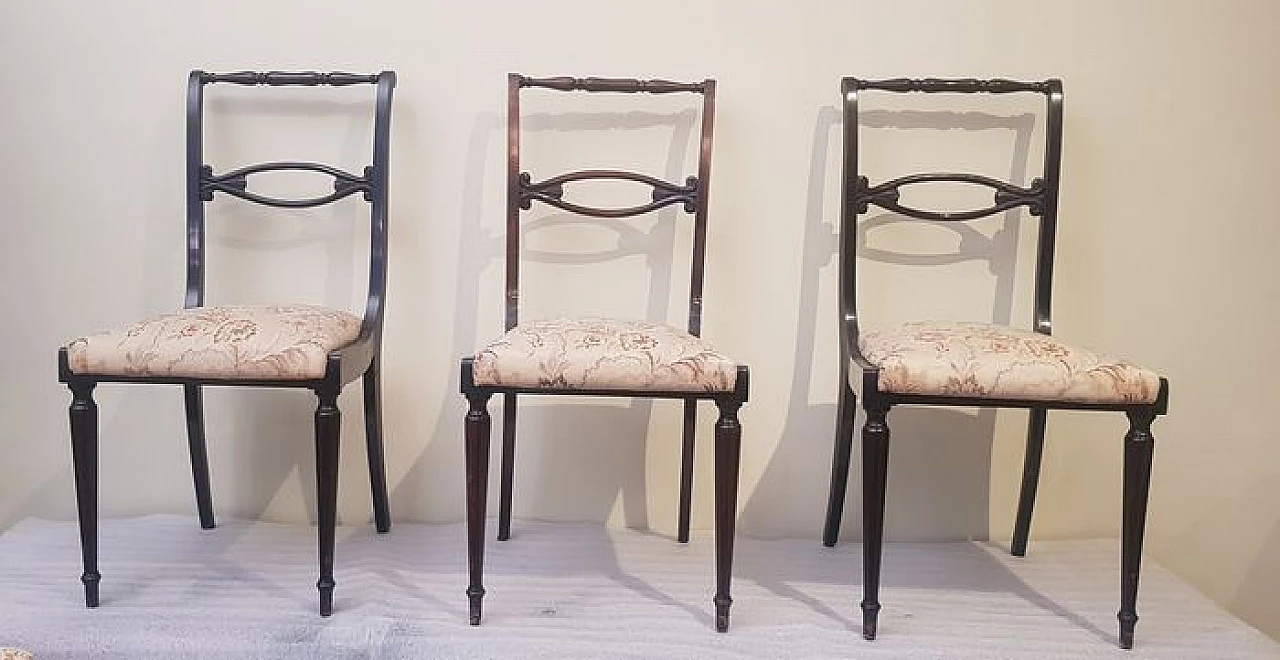 6 Chairs in wood and fabric, 40s 1230129