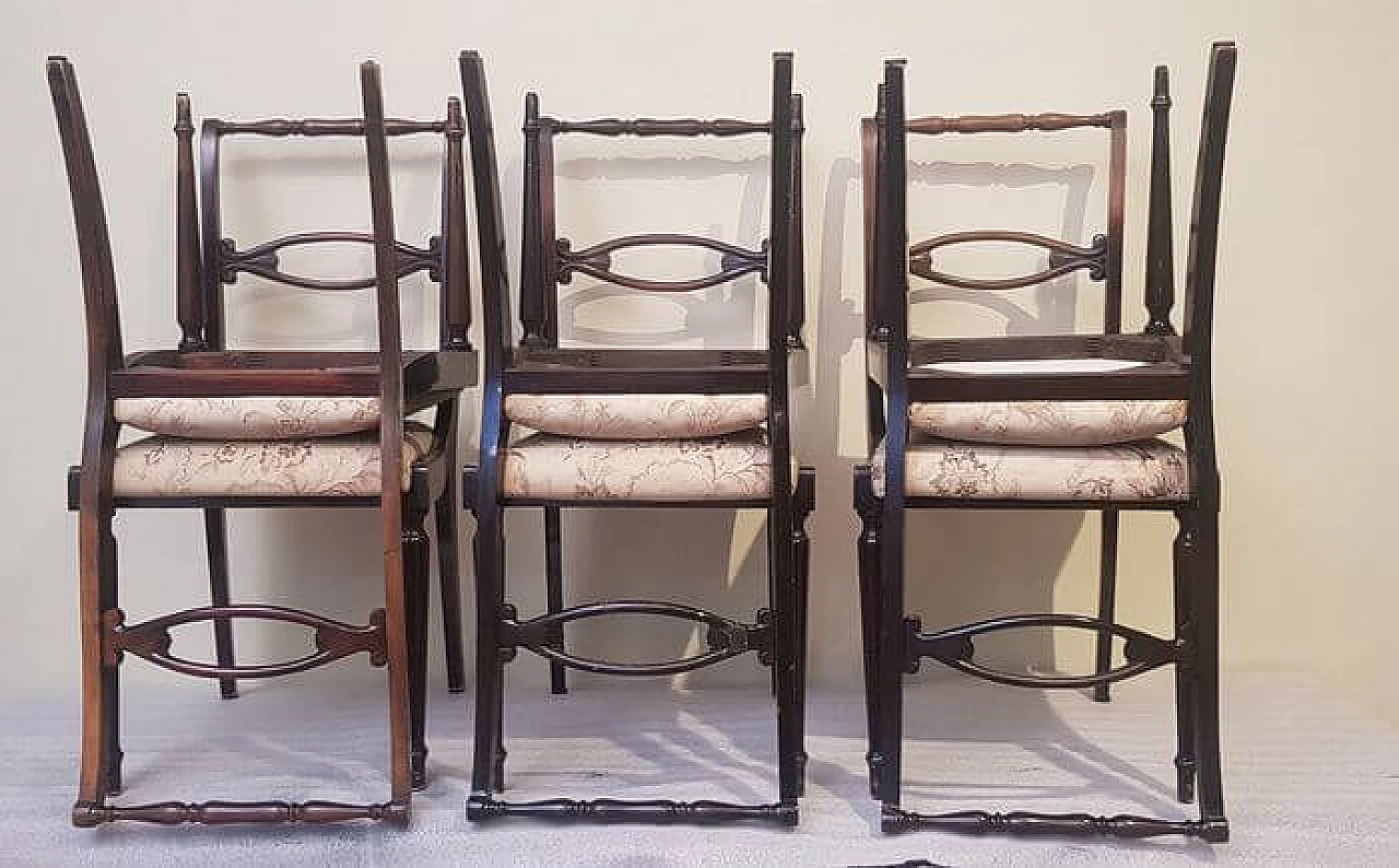 6 Chairs in wood and fabric, 40s 1230130