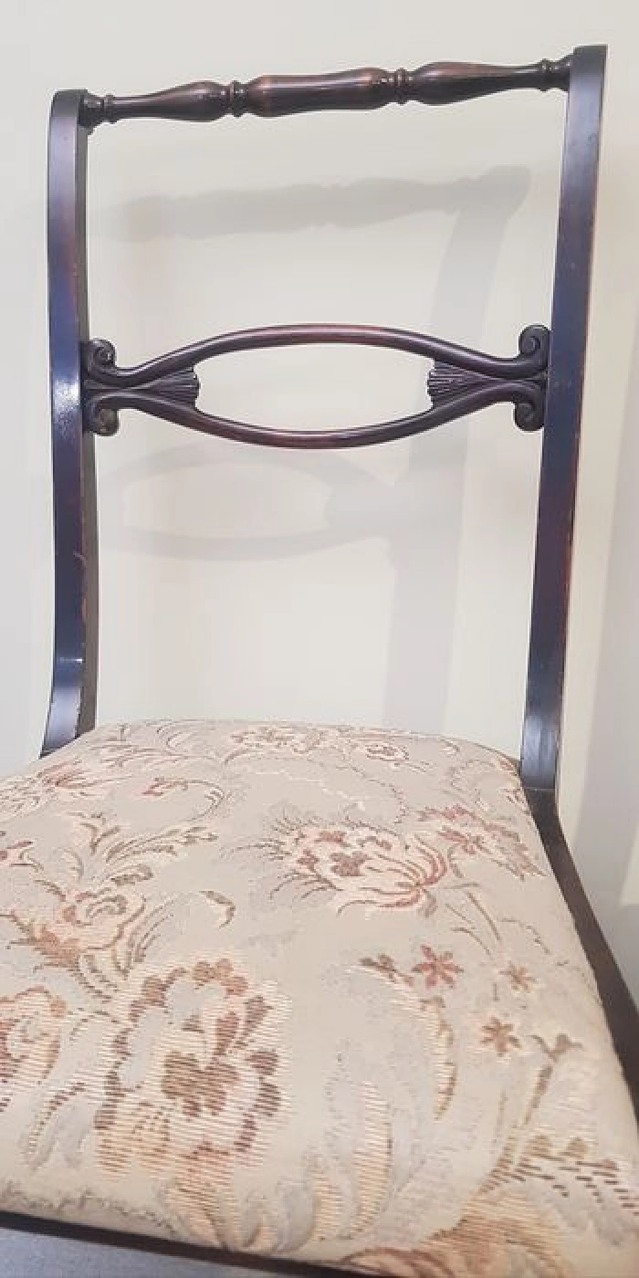 6 Sedie in legno e tessuto, anni '40 1230133