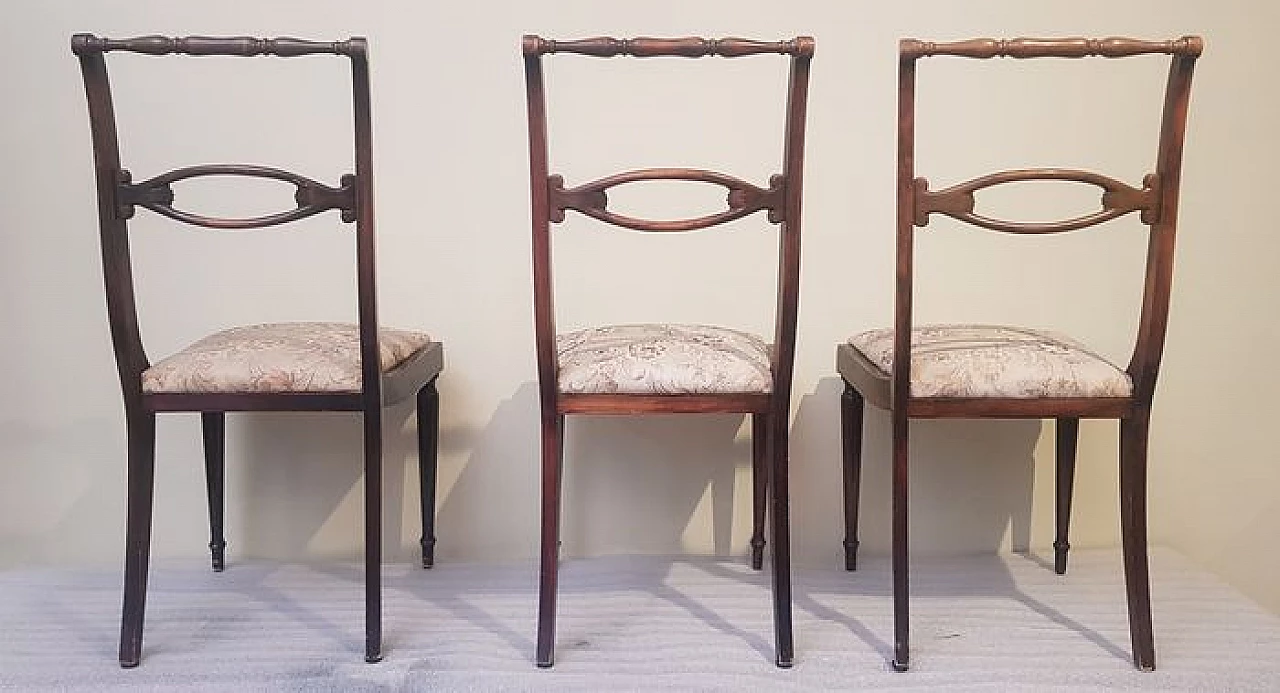 6 Chairs in wood and fabric, 40s 1230137