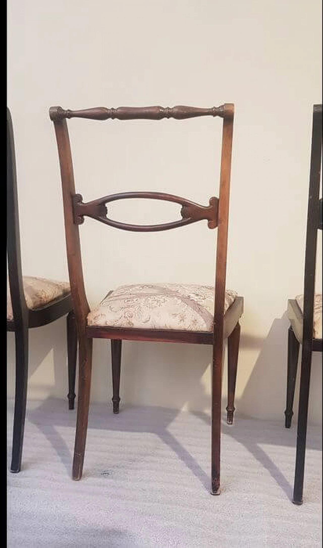 6 Sedie in legno e tessuto, anni '40 1230140