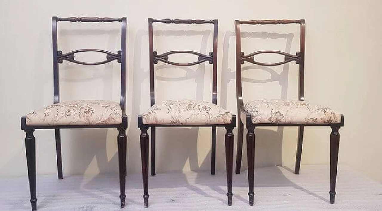6 Chairs in wood and fabric, 40s 1230141