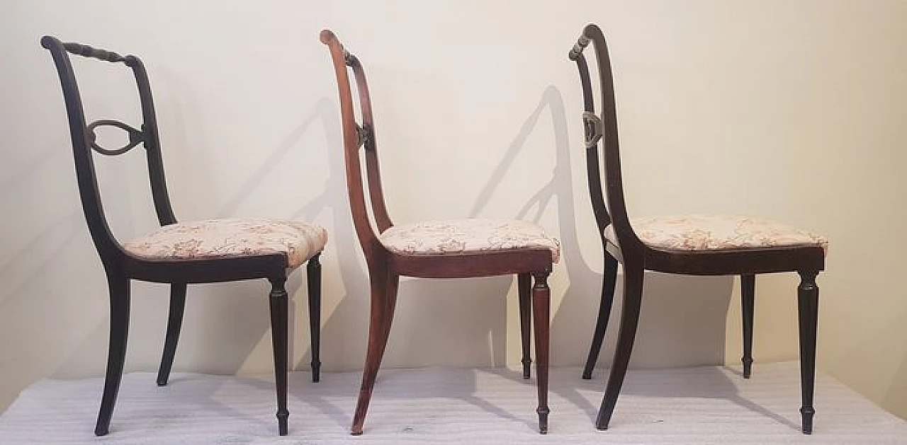 6 Chairs in wood and fabric, 40s 1230143