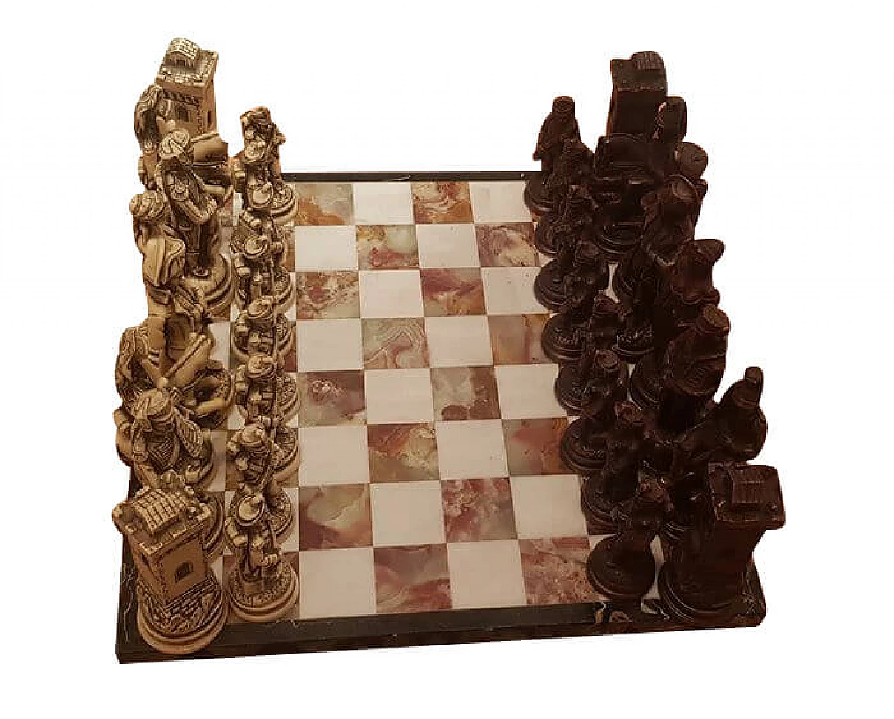 Chessboard with Napoleon and characters of the time in marble, 20s 1230232