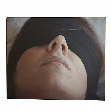 Photograph by P. Pazzi, Portrait of a blindfolded woman, 2000s.