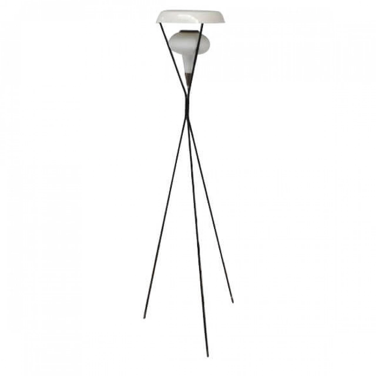 Floor lamp in iron and opaline glass in the style of Stilux, 50s 1230481
