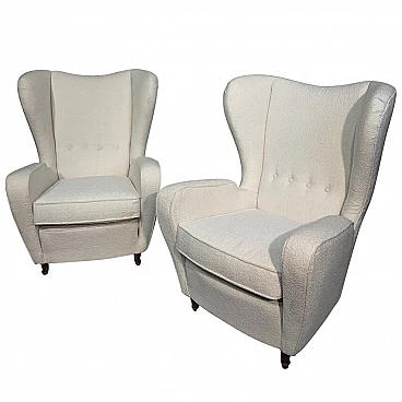 Pair of armchairs with bouclè fabric, 1950s