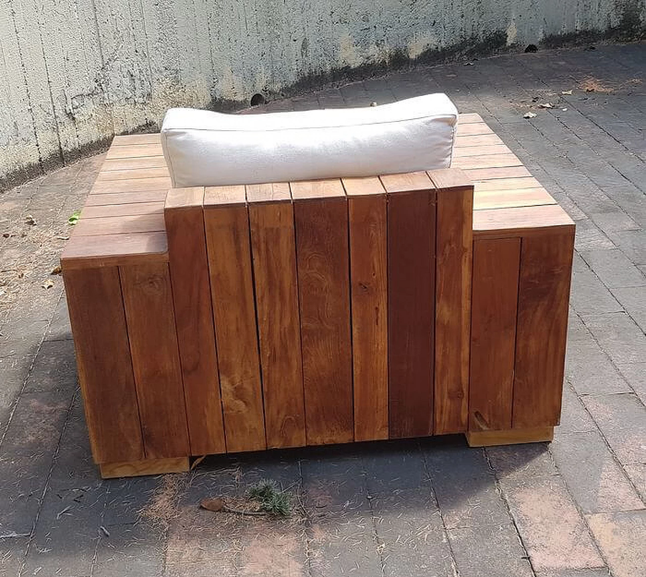 Poltrona in teak e tessuto, inizi 2000 1230567