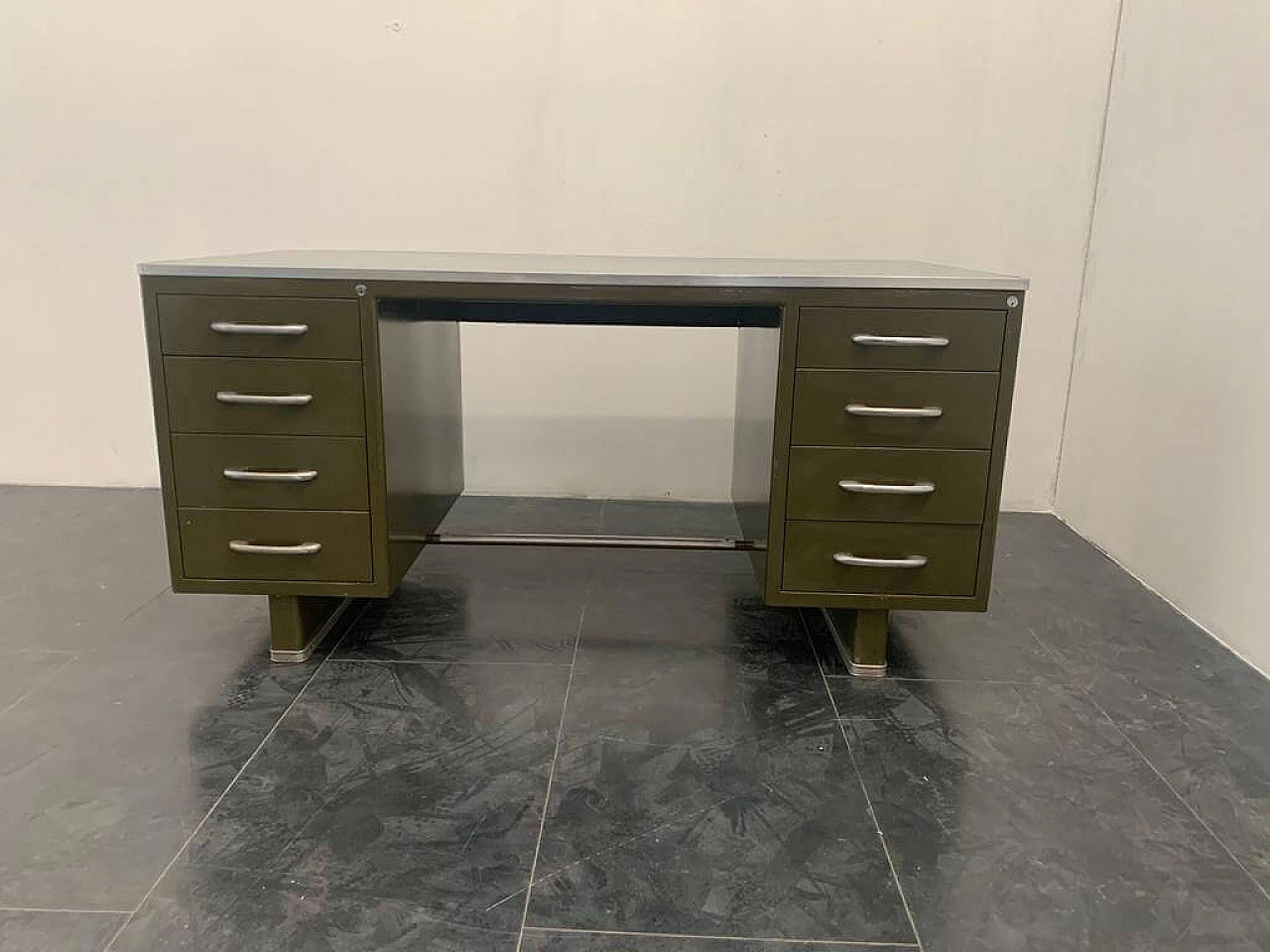 Desk in painted metal with laminate top by Carlotti, 50s 1230609