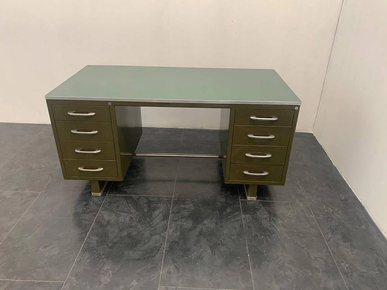 Desk in painted metal with laminate top by Carlotti, 50s 1230610