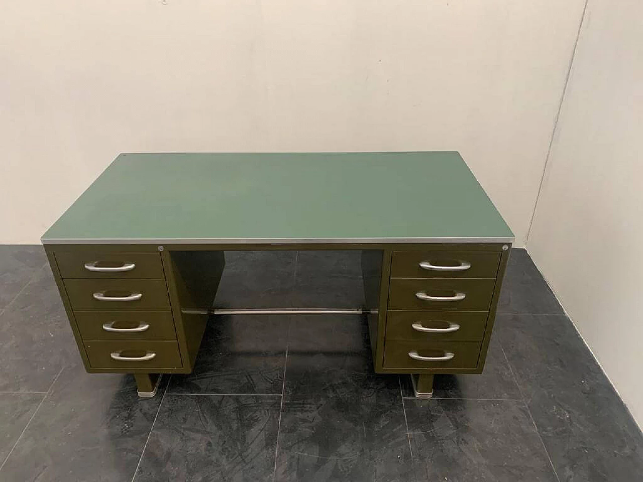Desk in painted metal with laminate top by Carlotti, 50s 1230611