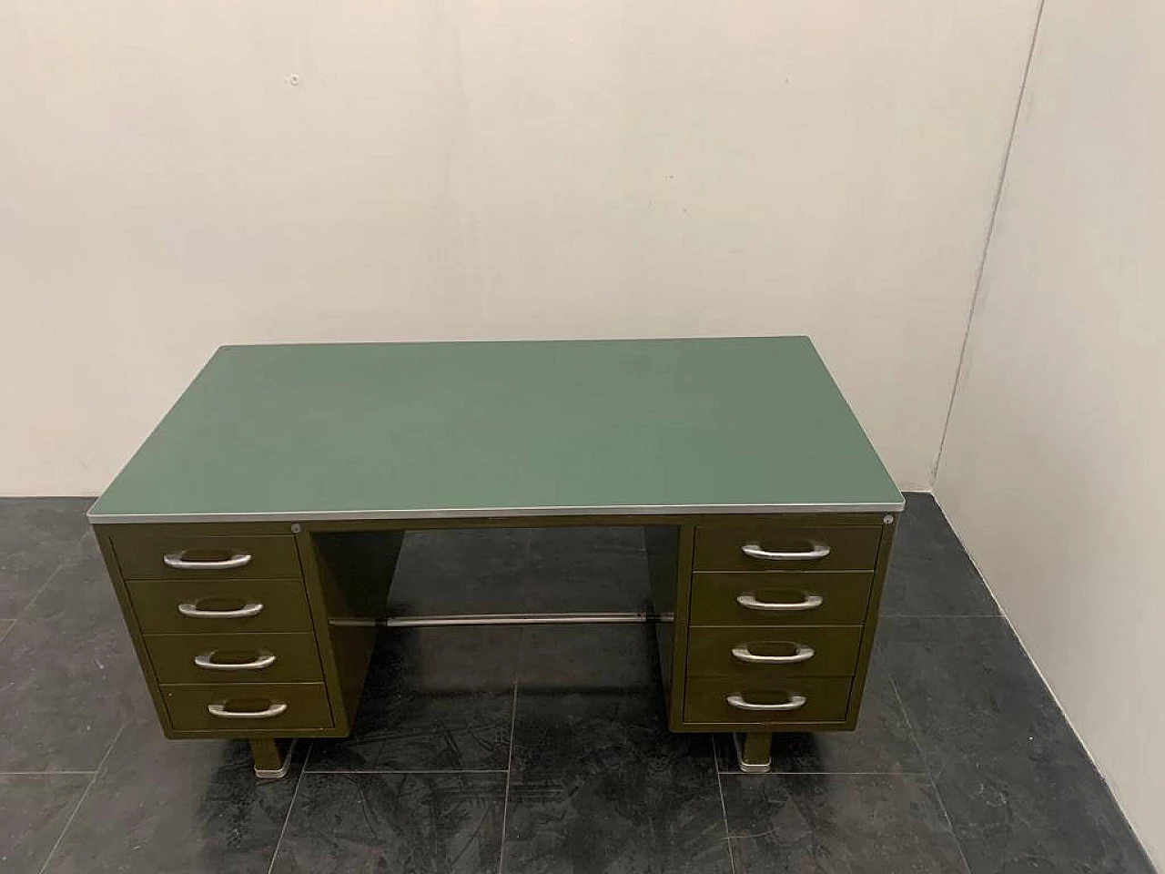 Desk in painted metal with laminate top by Carlotti, 50s 1230612