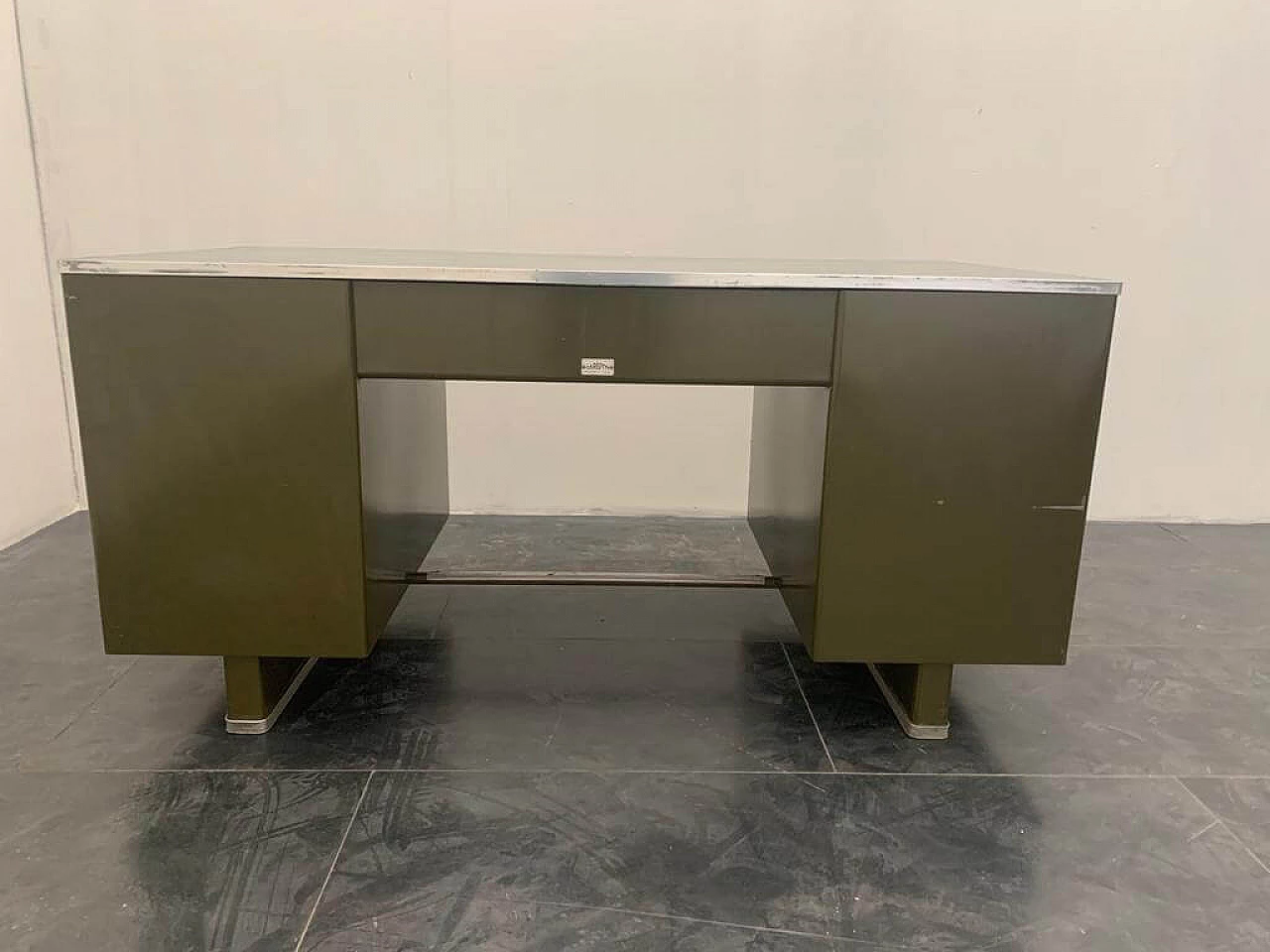 Desk in painted metal with laminate top by Carlotti, 50s 1230614