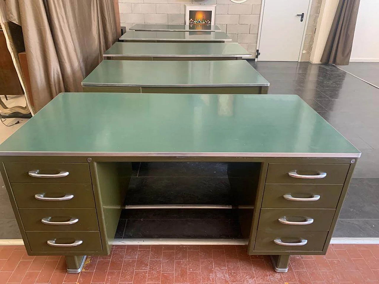 Desk in painted metal with laminate top by Carlotti, 50s 1230616