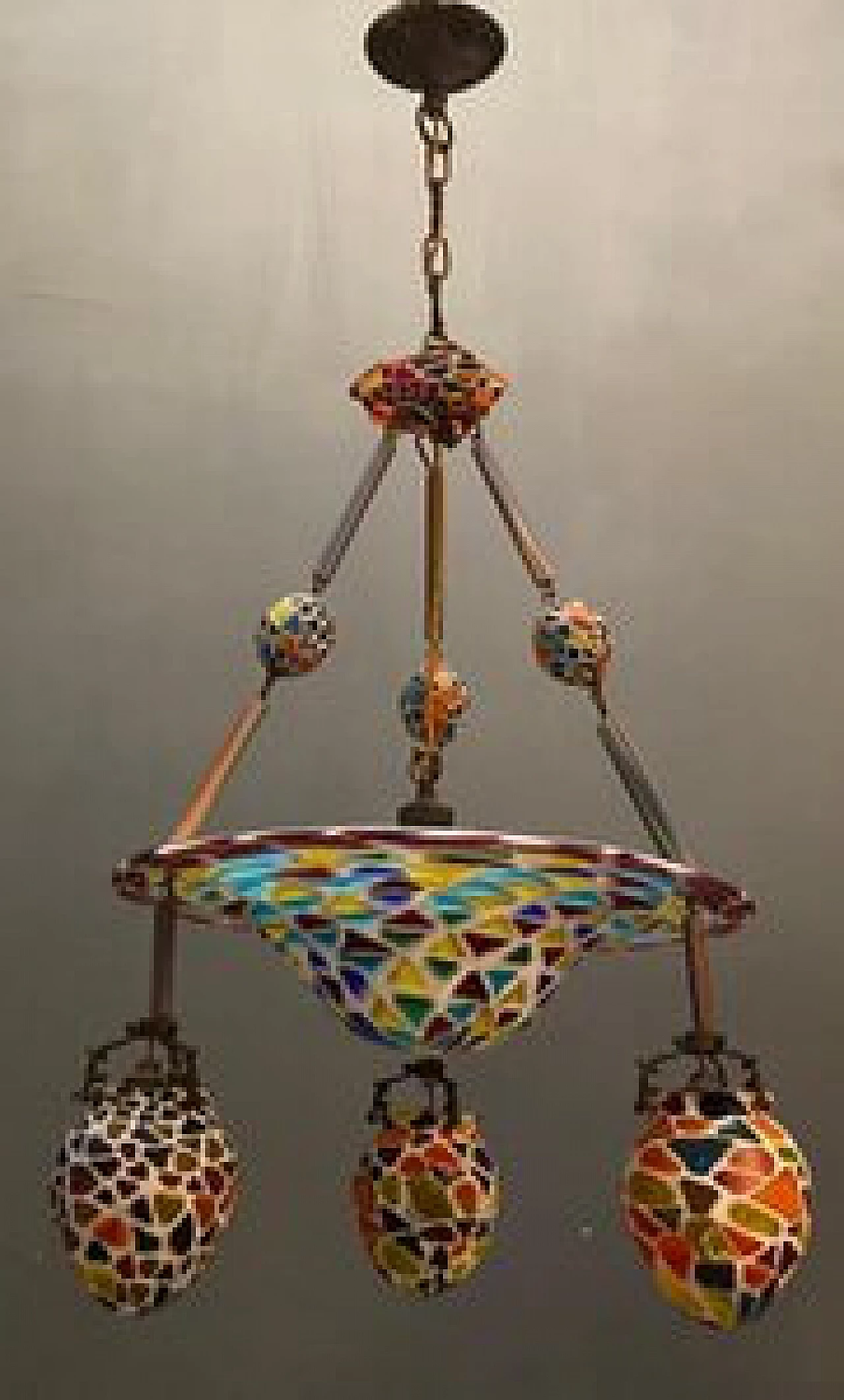 Lampadario con mosaico stile Liberty, anni '20 1230881