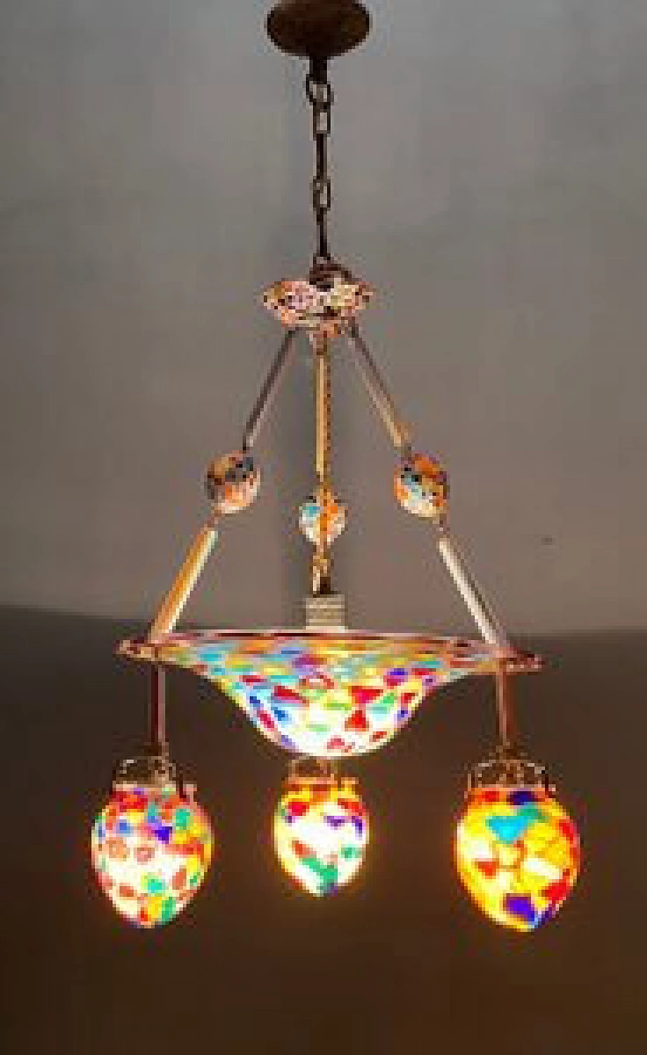 Lampadario con mosaico stile Liberty, anni '20 1230883