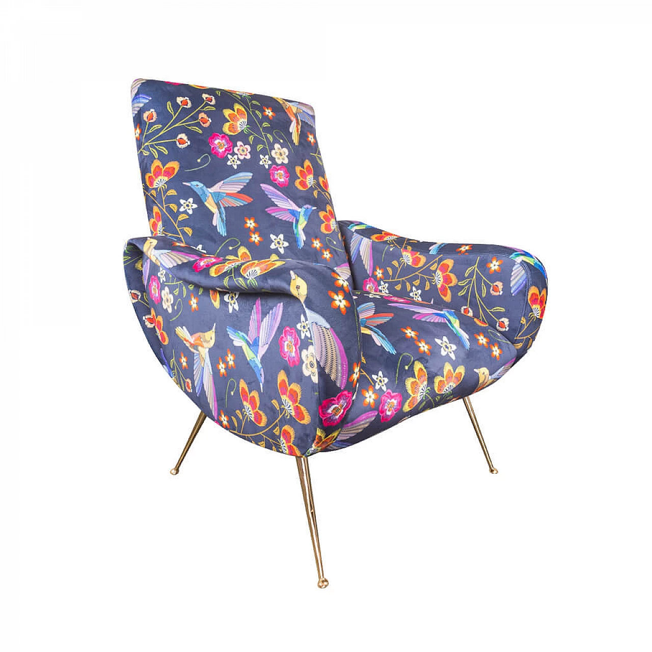 Velvet armchair in the style of Marco Zanuso, 70s 1230931