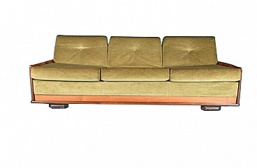 Sofa bed in teak and velvet, 60s