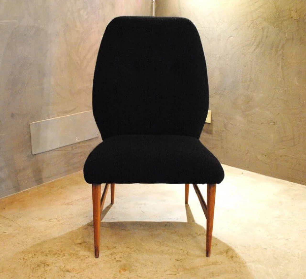 Pair of small armchairs in wood and fabric, 50s 1231370