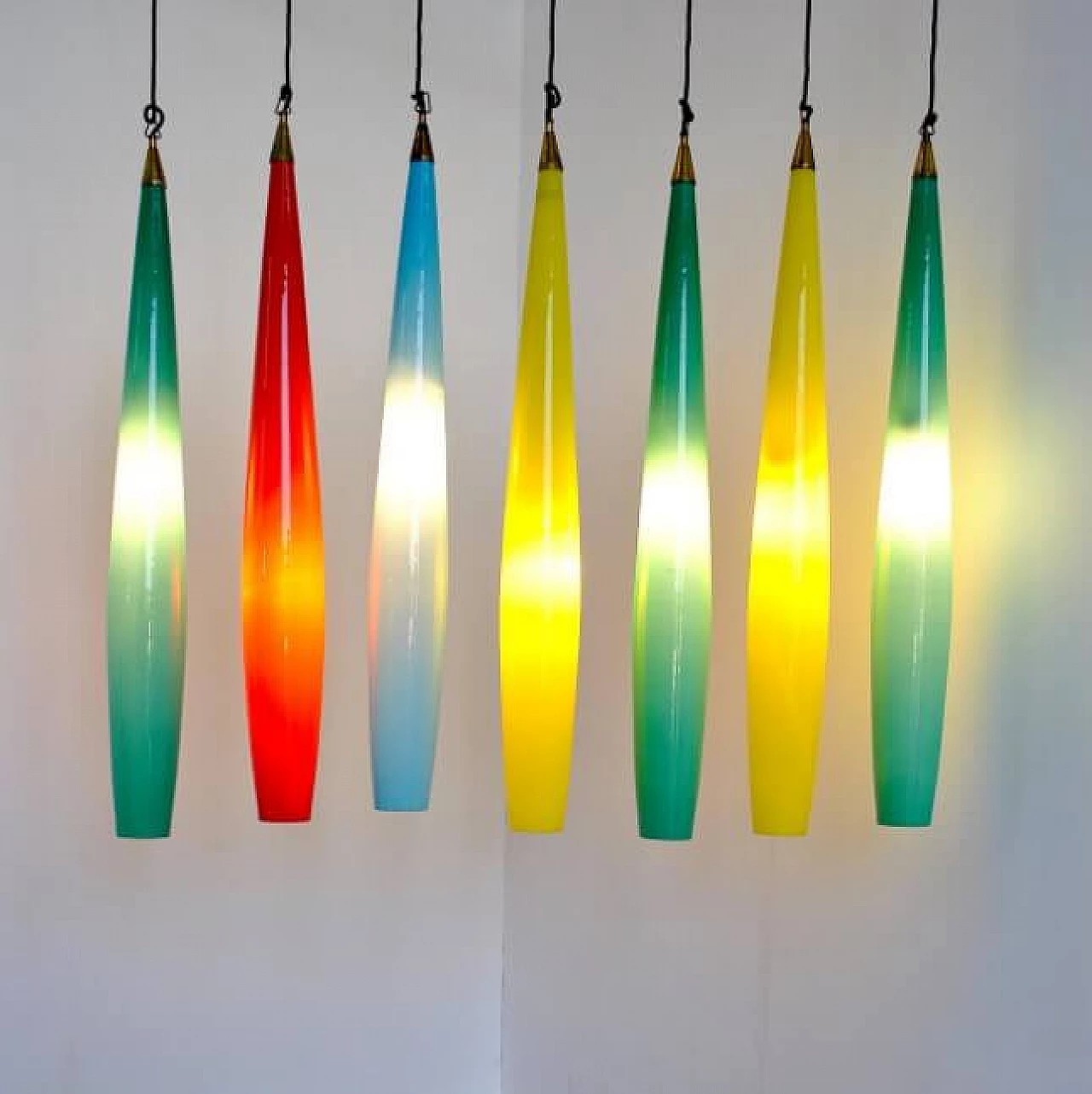 Lampadario in vetro di Murano di Alessandro Pianon per Vistosi, anni '60 1231447