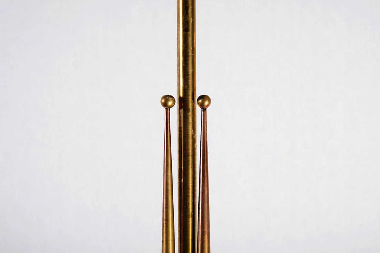 Lampadario in ottone pieno e bachelite bianca, anni '50 1231507