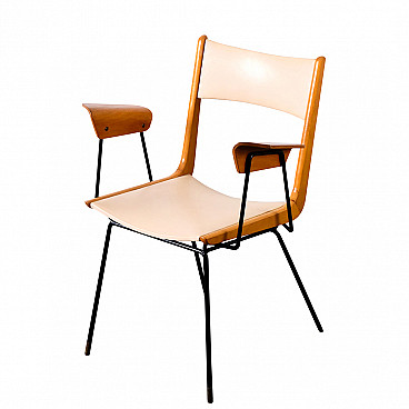 Boomerang desk chair in beechwood and iron by Carlo de Carli, 50s