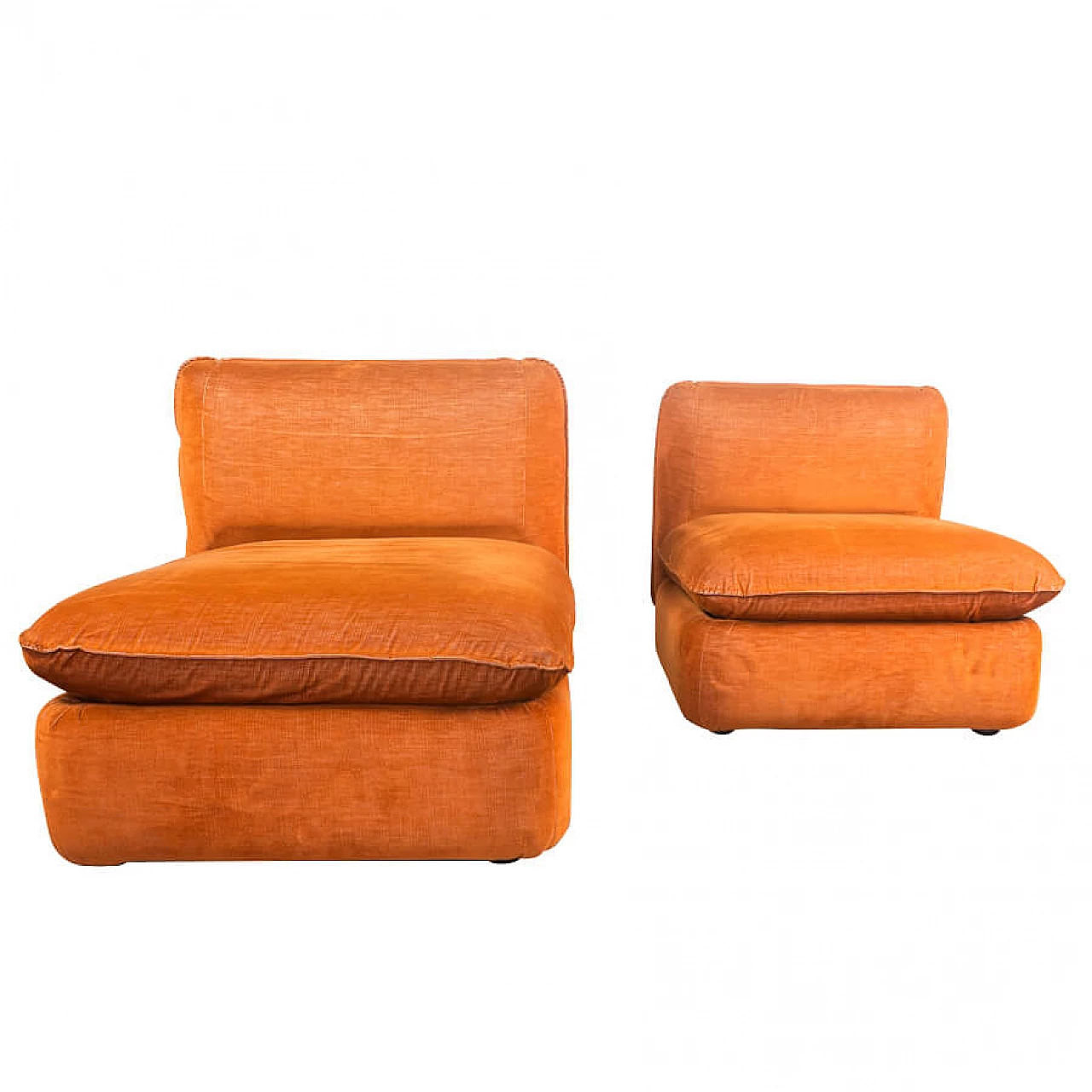Pair of orange armchairs, 1970s 1231632