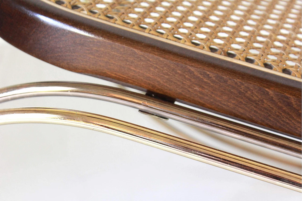 Sedia a dondolo in ottone e paglia di Vienna nello stile di Thonet 1231892